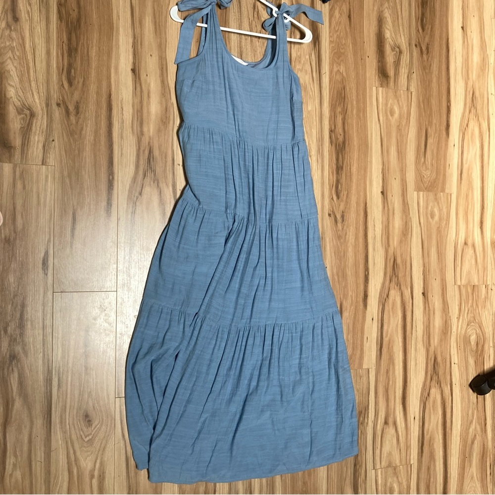 Lauren Conrad Blue Tie Bow Strap - Tiered Maxi Dress - Picture 3 of 9